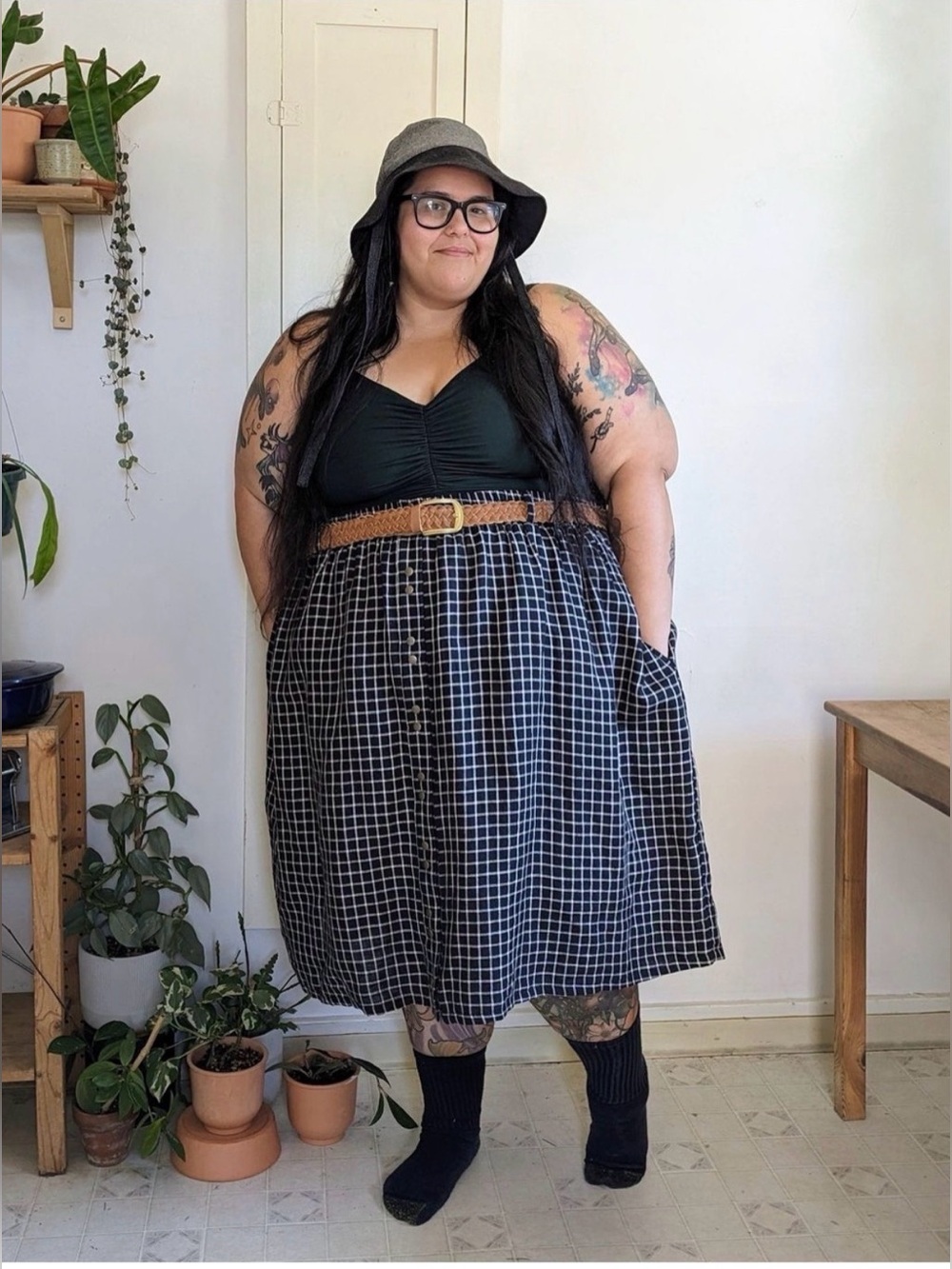 NWT Connally Goods | Tattersall Check Sadie Skirt in Cookies and Cream